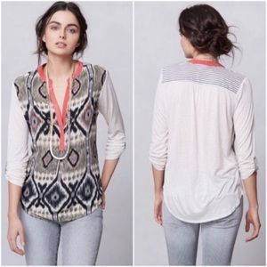 Anthropologie Tiny Sima Ikat Mixed Media Blouse